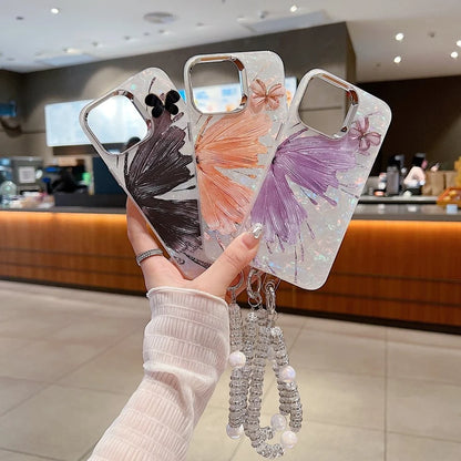 Polycarbonate Gradient Butterfly Pattern PC (Hard) Phone Case with Bracelet