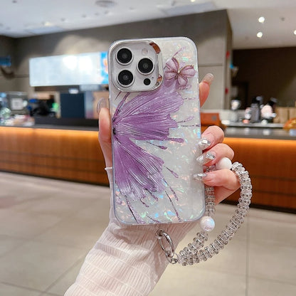 Polycarbonate Gradient Butterfly Pattern PC (Hard) Phone Case with Bracelet