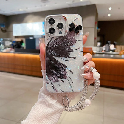 Polycarbonate Gradient Butterfly Pattern PC (Hard) Phone Case with Bracelet