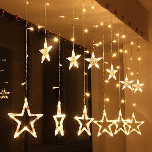 Decorative Star Curtain Led Lights, Yellow, 3 M