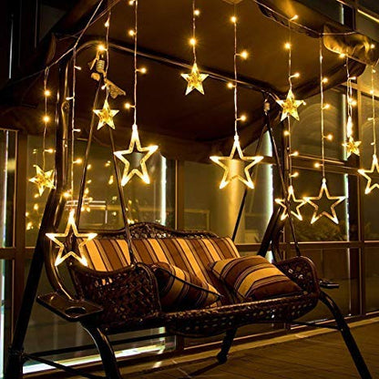 Decorative Star Curtain Led Lights, Yellow, 3 M
